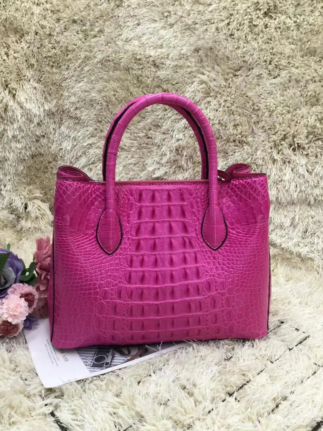 Genuine Crocodile Skin Women Skyblue Colorful Totes Female Handbag Exotic Alligator Leather Lady Single Cross Shoulder Bag