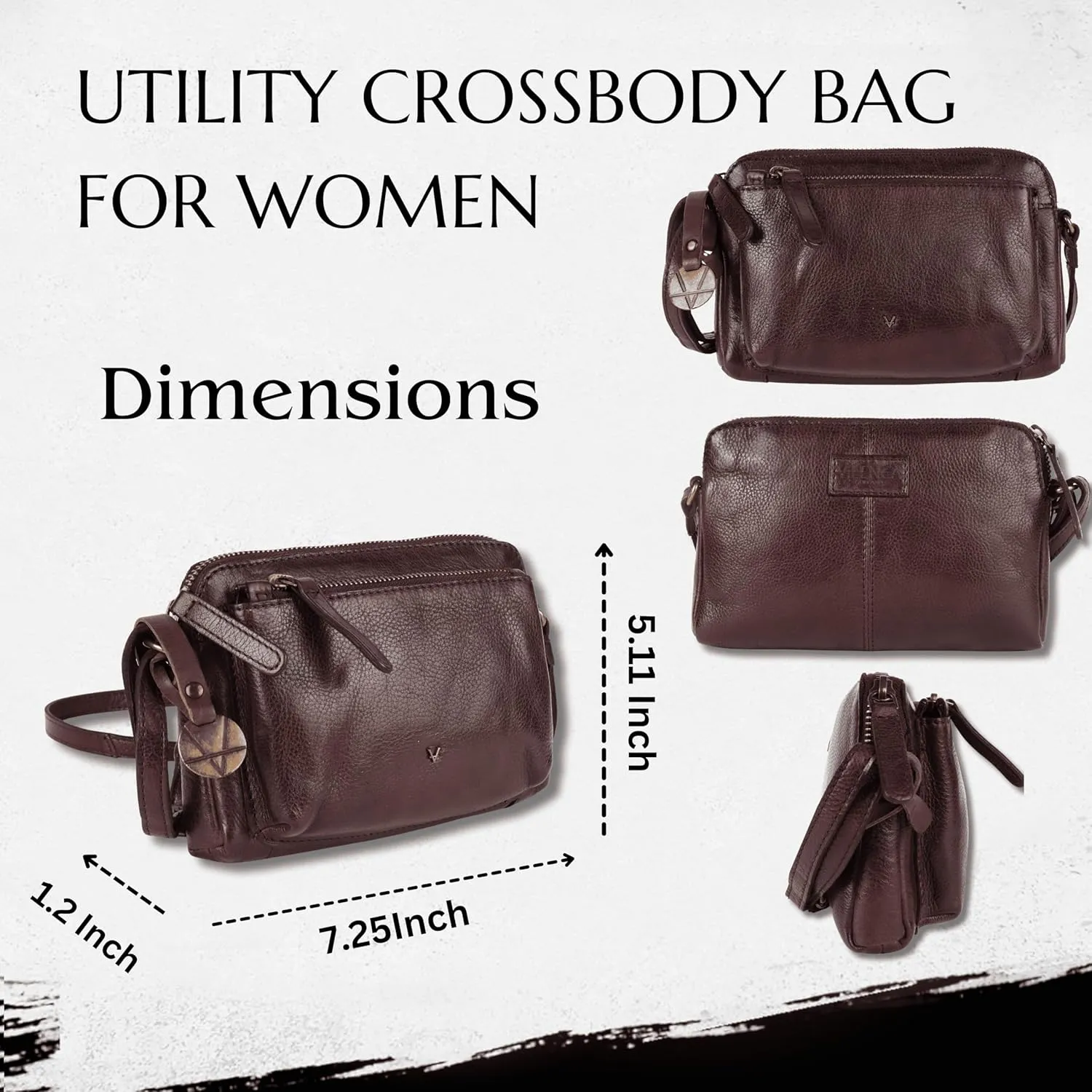 Genuine Italian Leather Small Crossbody Sling Bag RFID Protected Trendy Casual Office with Adjustable Strap