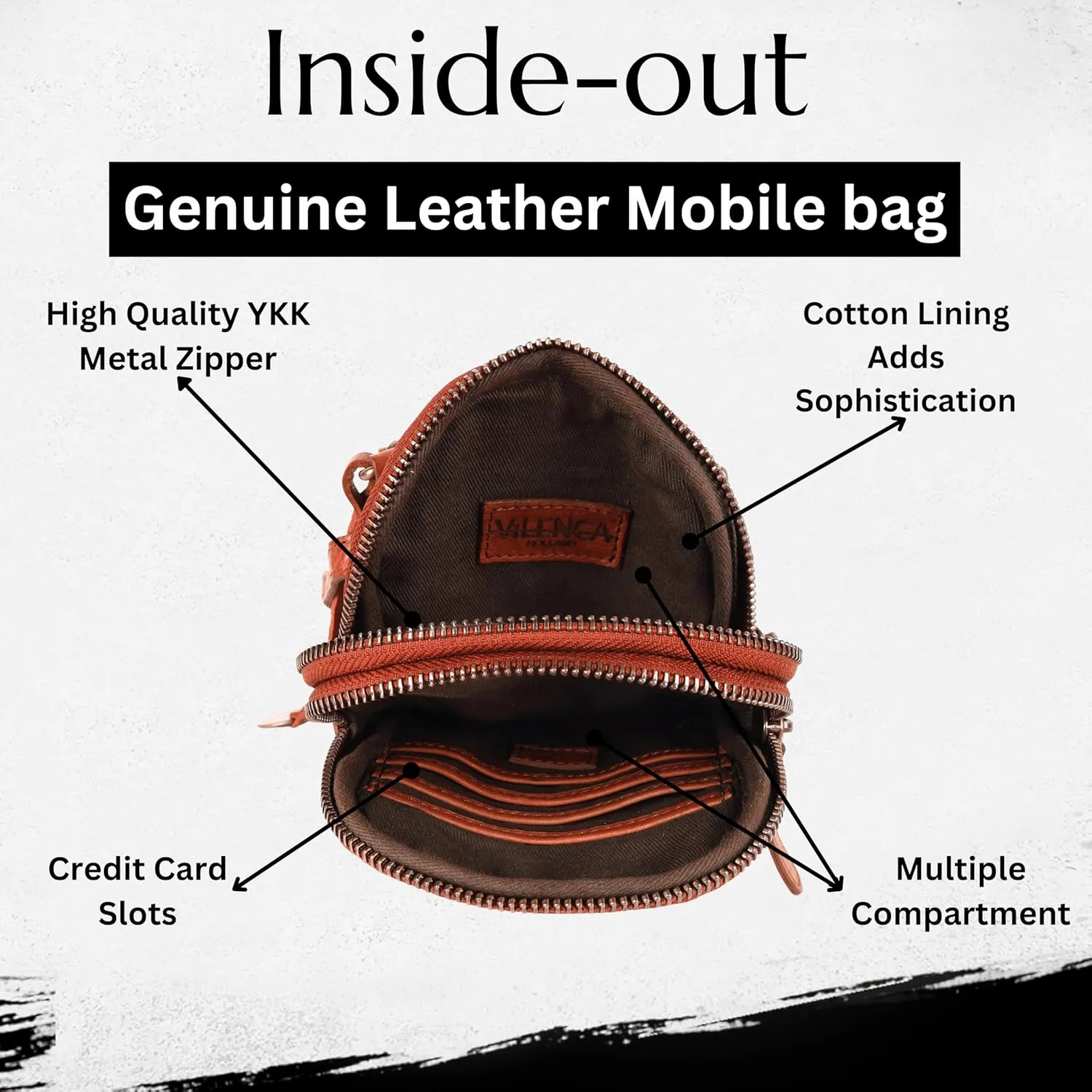 Genuine Italian Leather Small Leather Crossbody Bags For Women Cell Phone Purse, Trendy Casual Detachable Strap