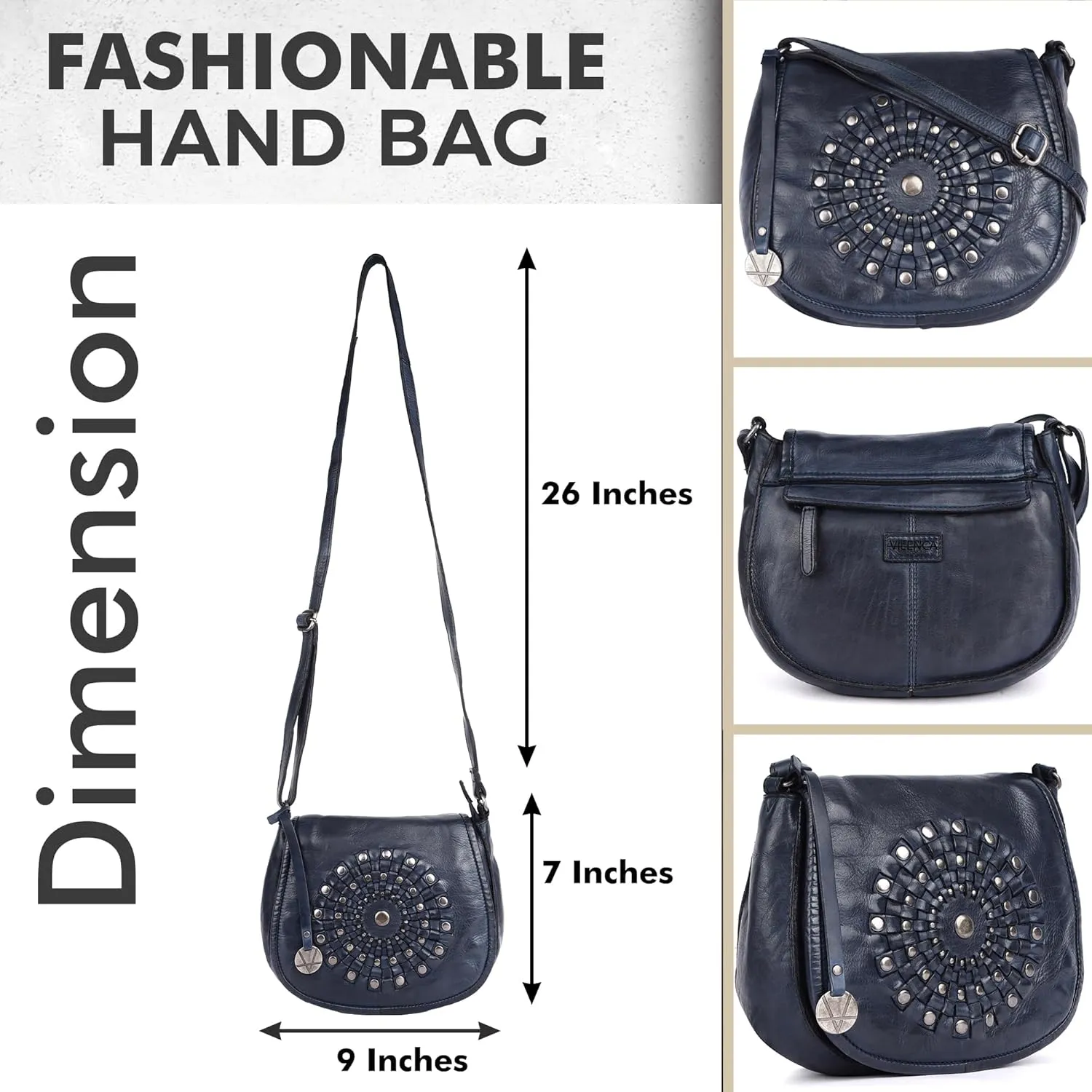Genuine Leather Crossbody Sling Bag for Women, Purse for Women Trendy Casual Office Bag with Adjustable Strap