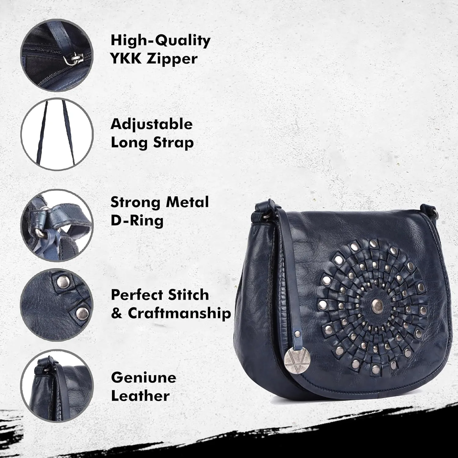 Genuine Leather Crossbody Sling Bag for Women, Purse for Women Trendy Casual Office Bag with Adjustable Strap