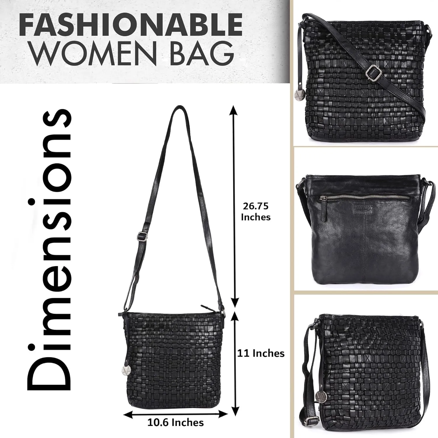 Genuine Leather Crossbody Sling Bag for Women, Purse for Women Trendy Casual Office Bag with Adjustable Strap