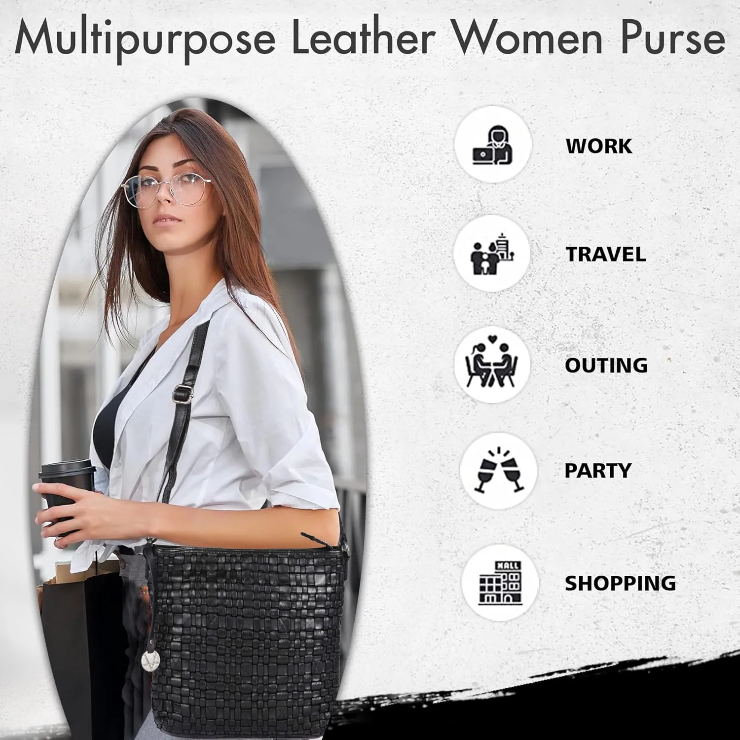 Genuine Leather Crossbody Sling Bag for Women, Purse for Women Trendy Casual Office Bag with Adjustable Strap