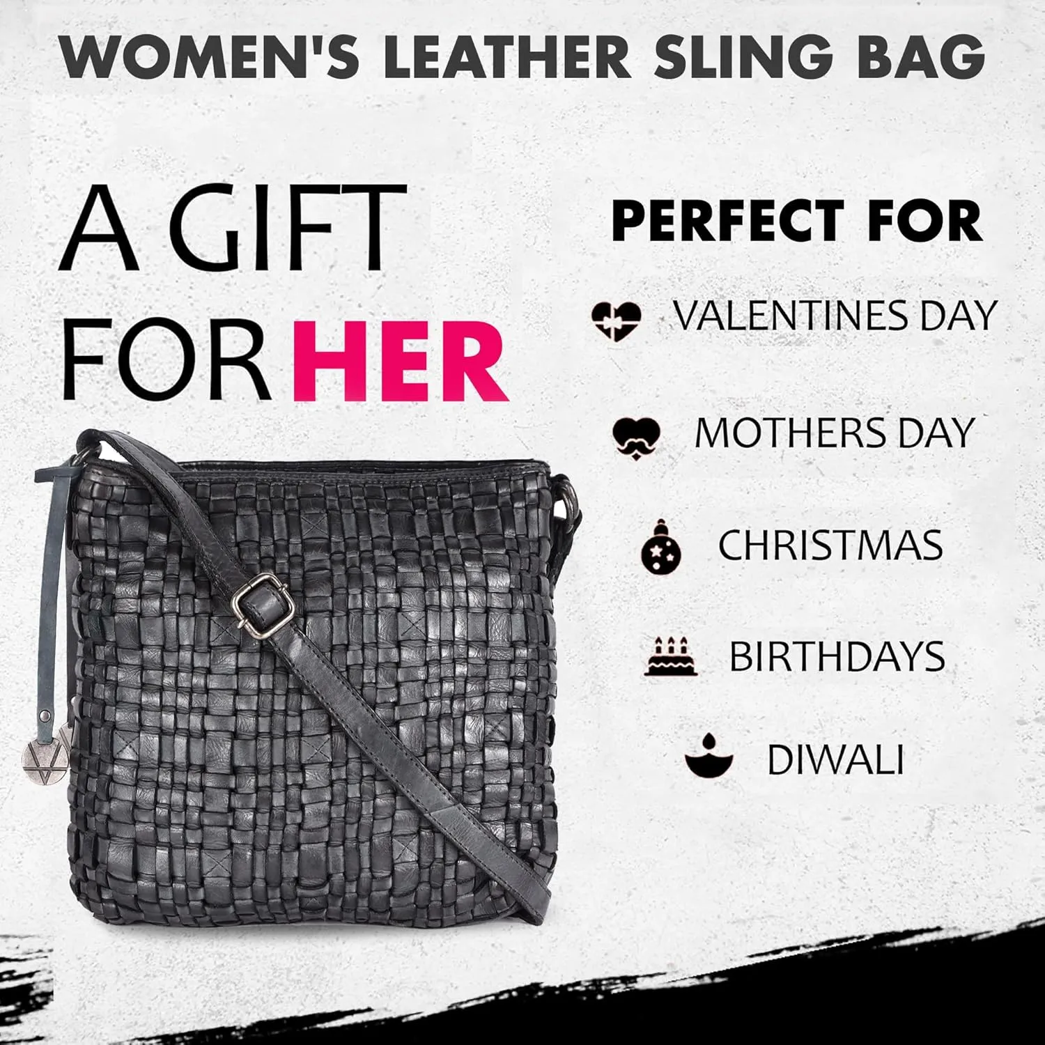 Genuine Leather Crossbody Sling Bag for Women, Purse for Women Trendy Casual Office Bag with Adjustable Strap