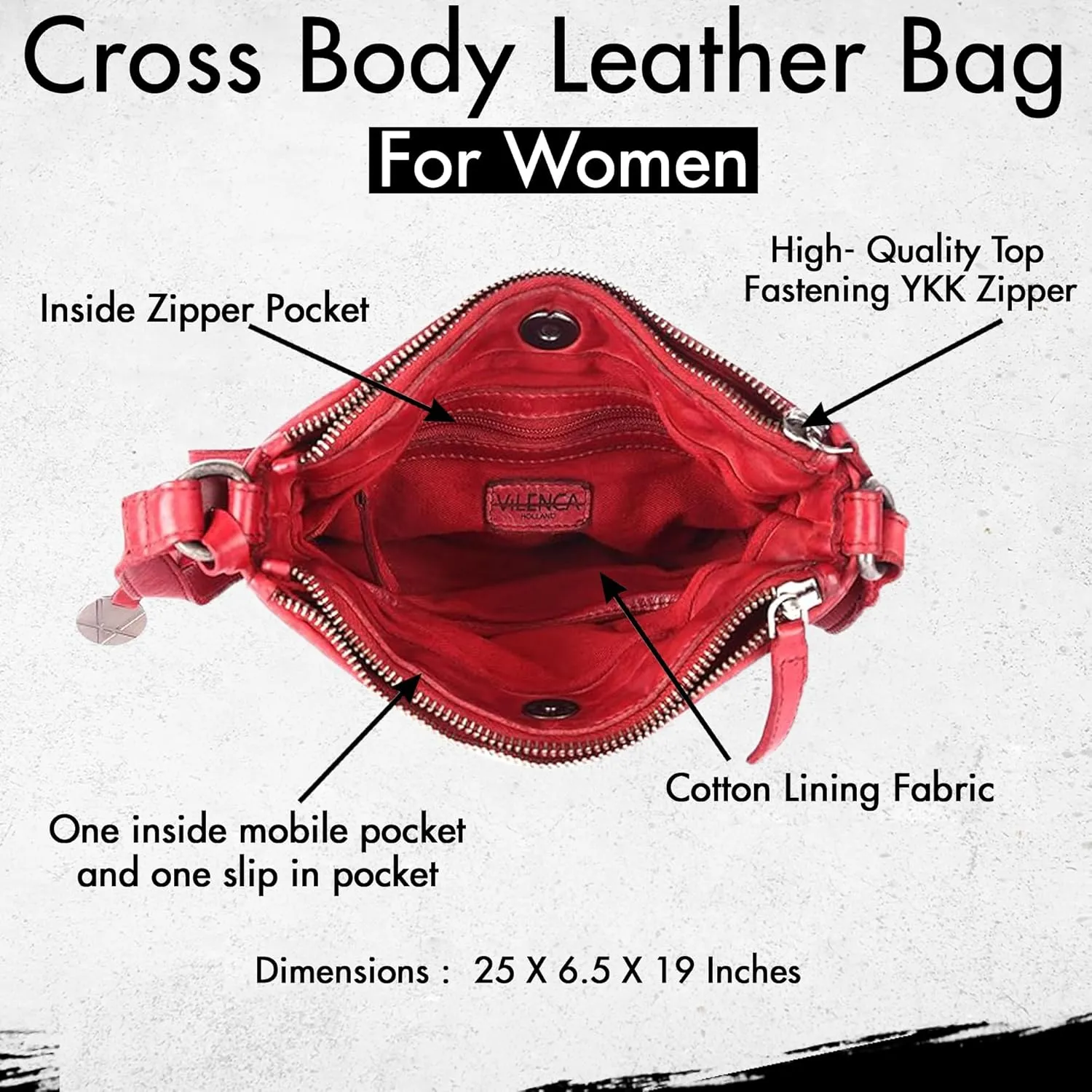 Genuine Leather Crossbody Sling Bag for Women - Trendy Casual Office Bag with Adjustable Strap