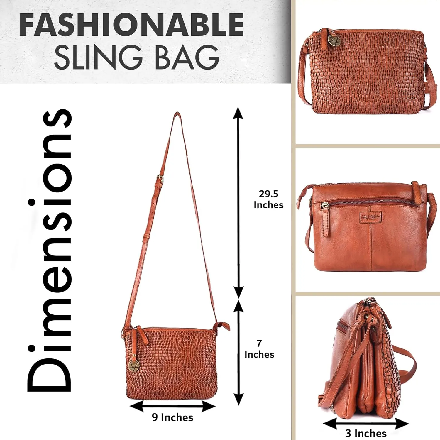 Genuine Leather Crossbody Sling Bag for Women - Trendy Casual Office Bag with Adjustable Strap