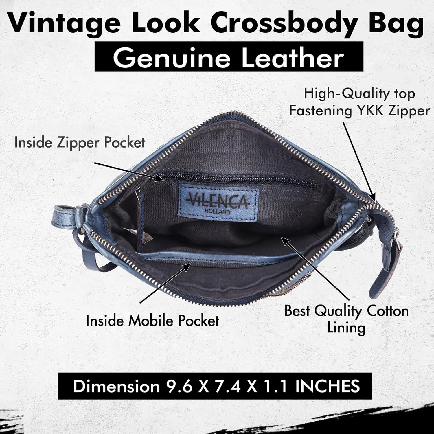 Genuine Leather Crossbody Sling Bag for Women - Trendy Casual Office Bag with Adjustable Strap