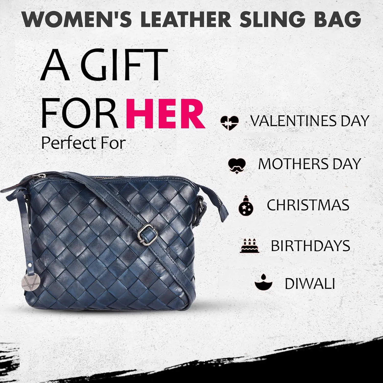 Genuine Leather Crossbody Sling Bag for Women - Trendy Casual Office Bag with Adjustable Strap