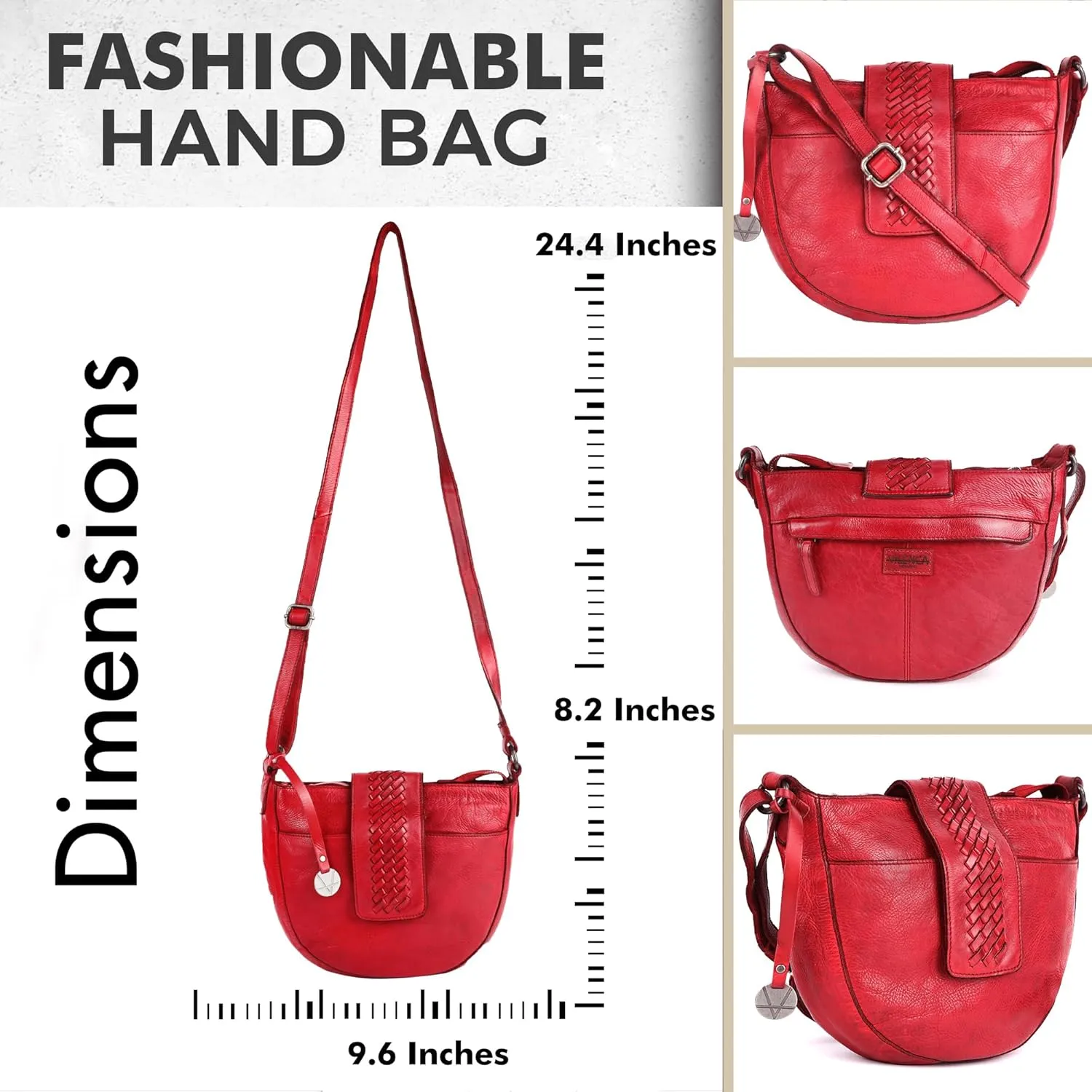 Genuine Leather Crossbody Sling Bag for Women - Trendy Casual Office Bag with Adjustable Strap