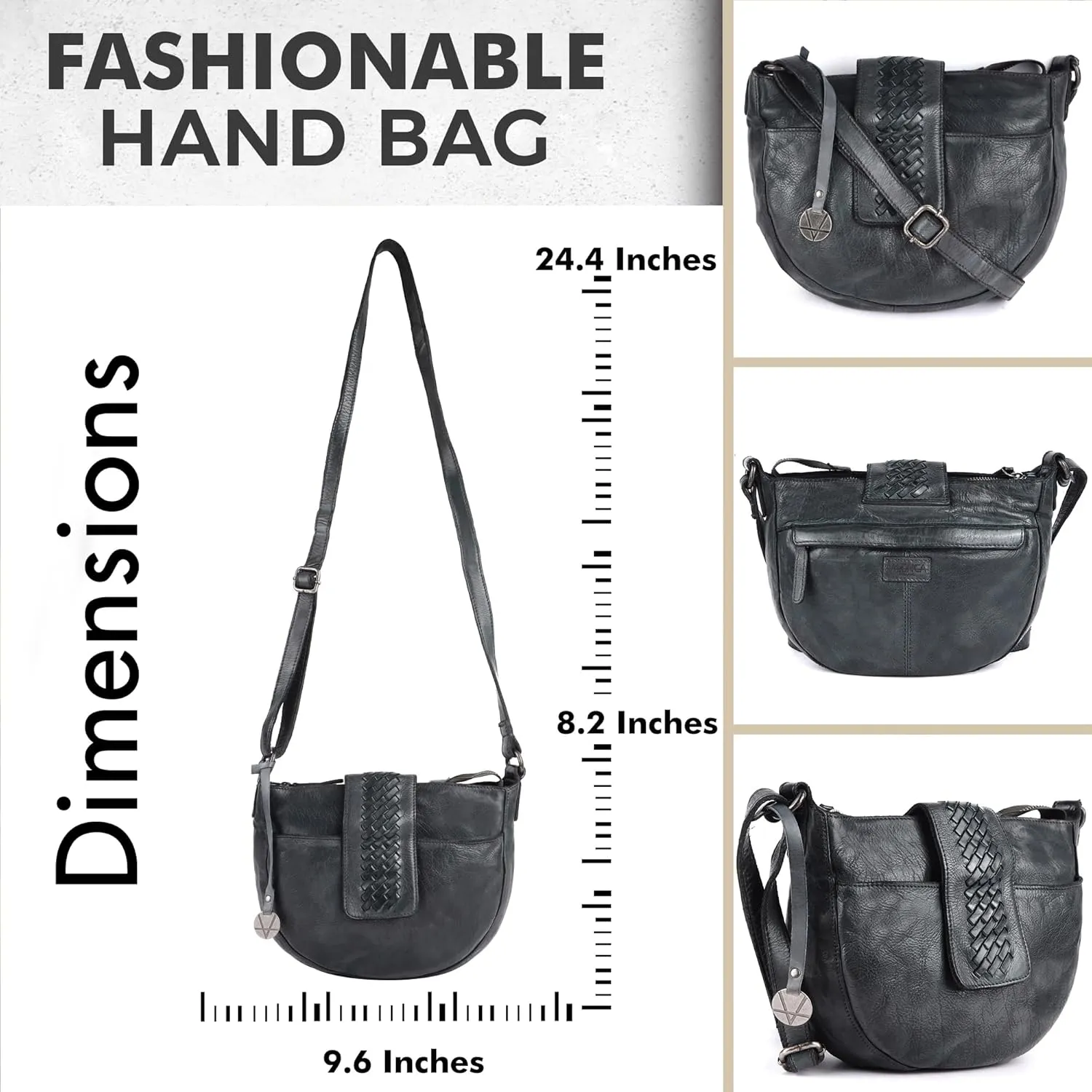 Genuine Leather Crossbody Sling Bag for Women - Trendy Casual Office Bag with Adjustable Strap
