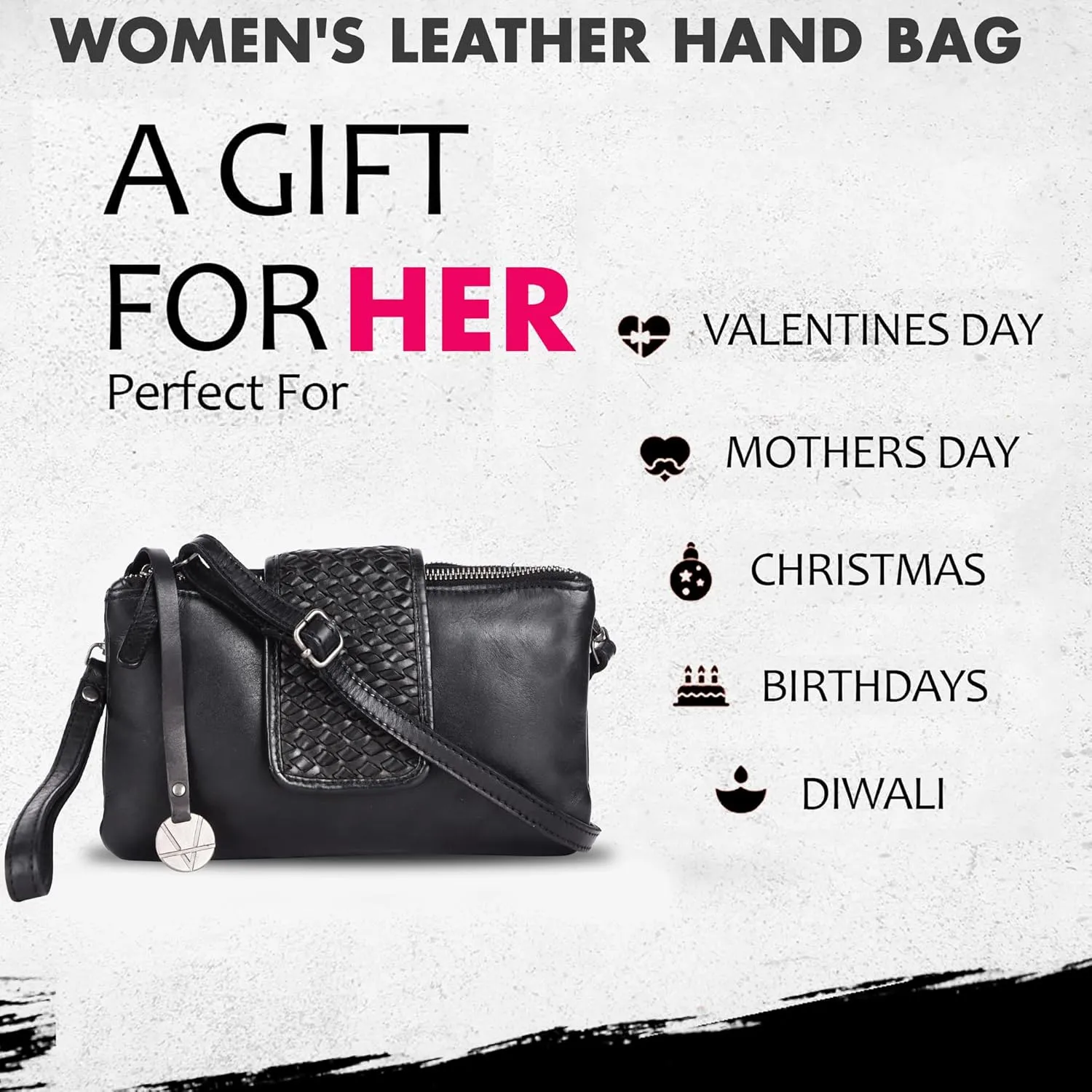 Genuine Leather Crossbody Sling Bag for Women - Trendy Casual Office Bag with Adjustable Strap