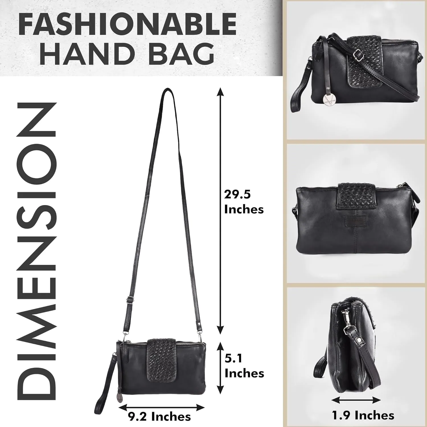 Genuine Leather Crossbody Sling Bag for Women - Trendy Casual Office Bag with Adjustable Strap