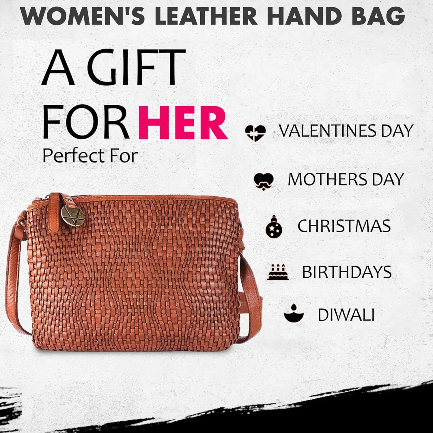 Genuine Leather Crossbody Sling Bag for Women - Trendy Casual Office Bag with Adjustable Strap
