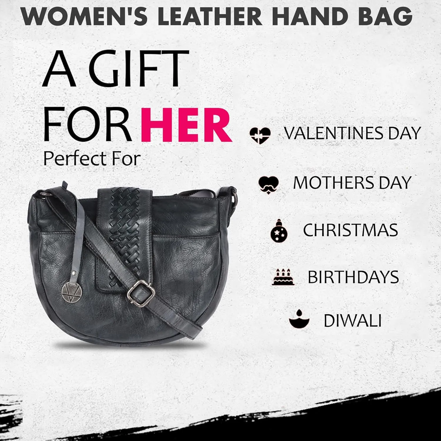 Genuine Leather Crossbody Sling Bag for Women - Trendy Casual Office Bag with Adjustable Strap