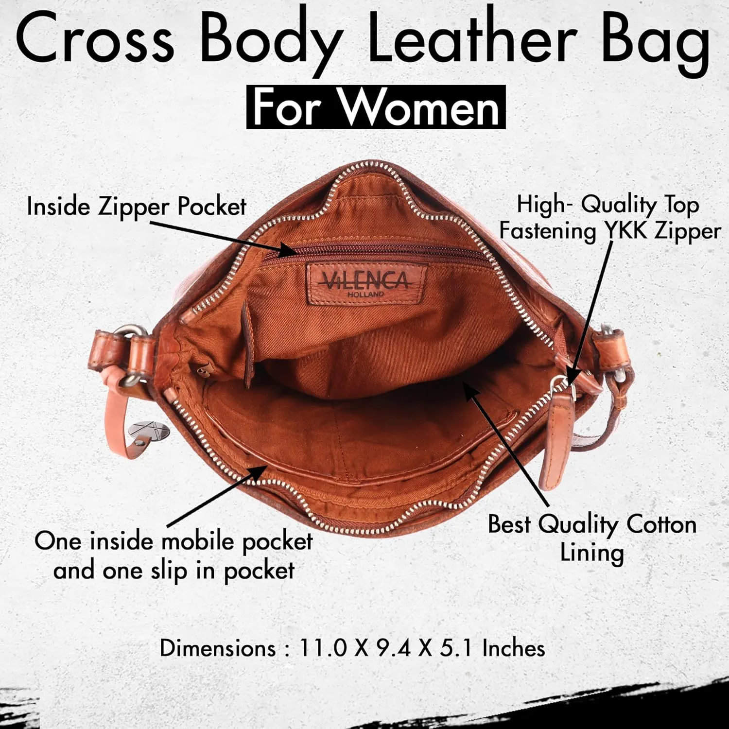 Genuine Leather Crossbody Sling Bag for Women - Trendy Casual Office Bag with Adjustable Strap