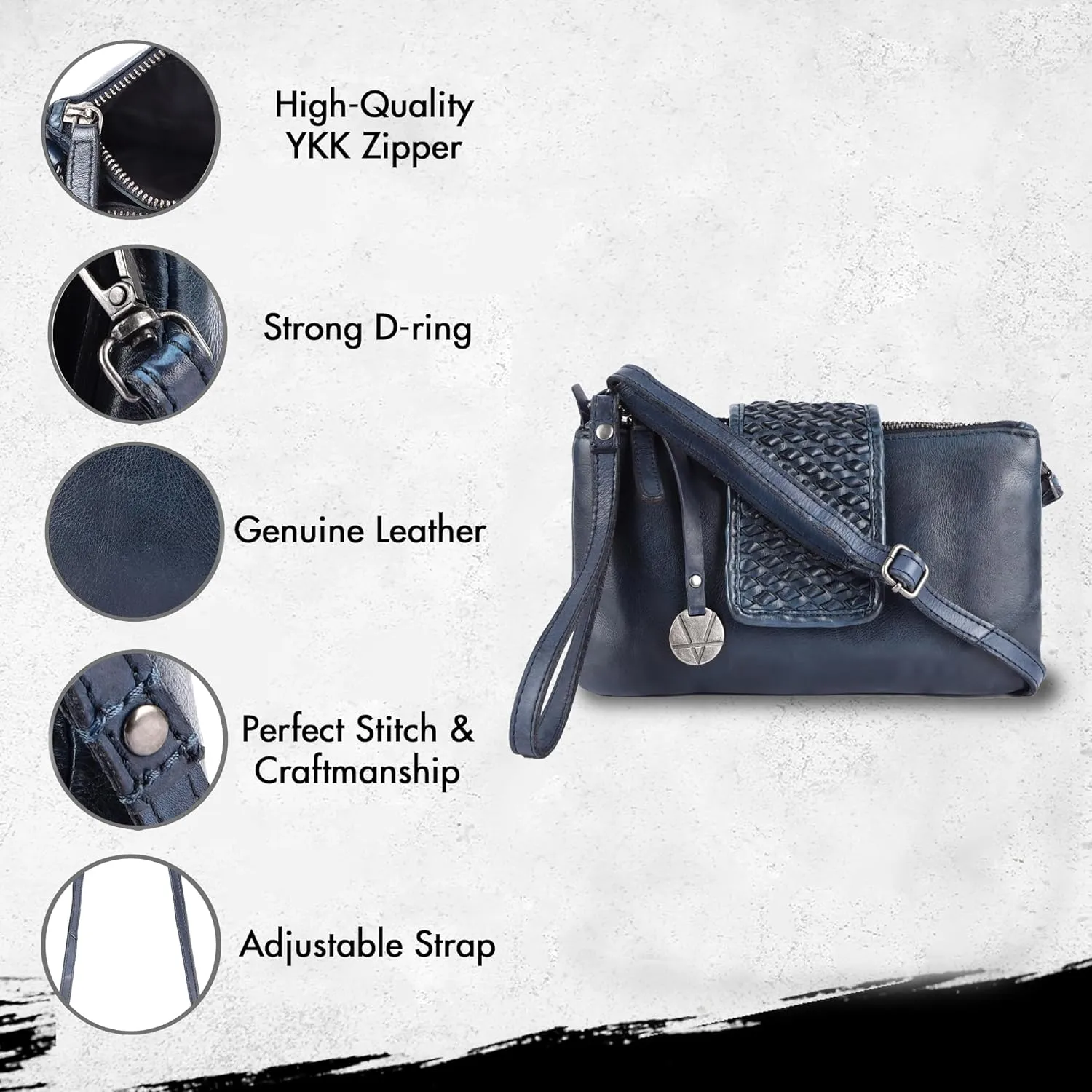 Genuine Leather Crossbody Sling Bag for Women - Trendy Casual Office Bag with Adjustable Strap