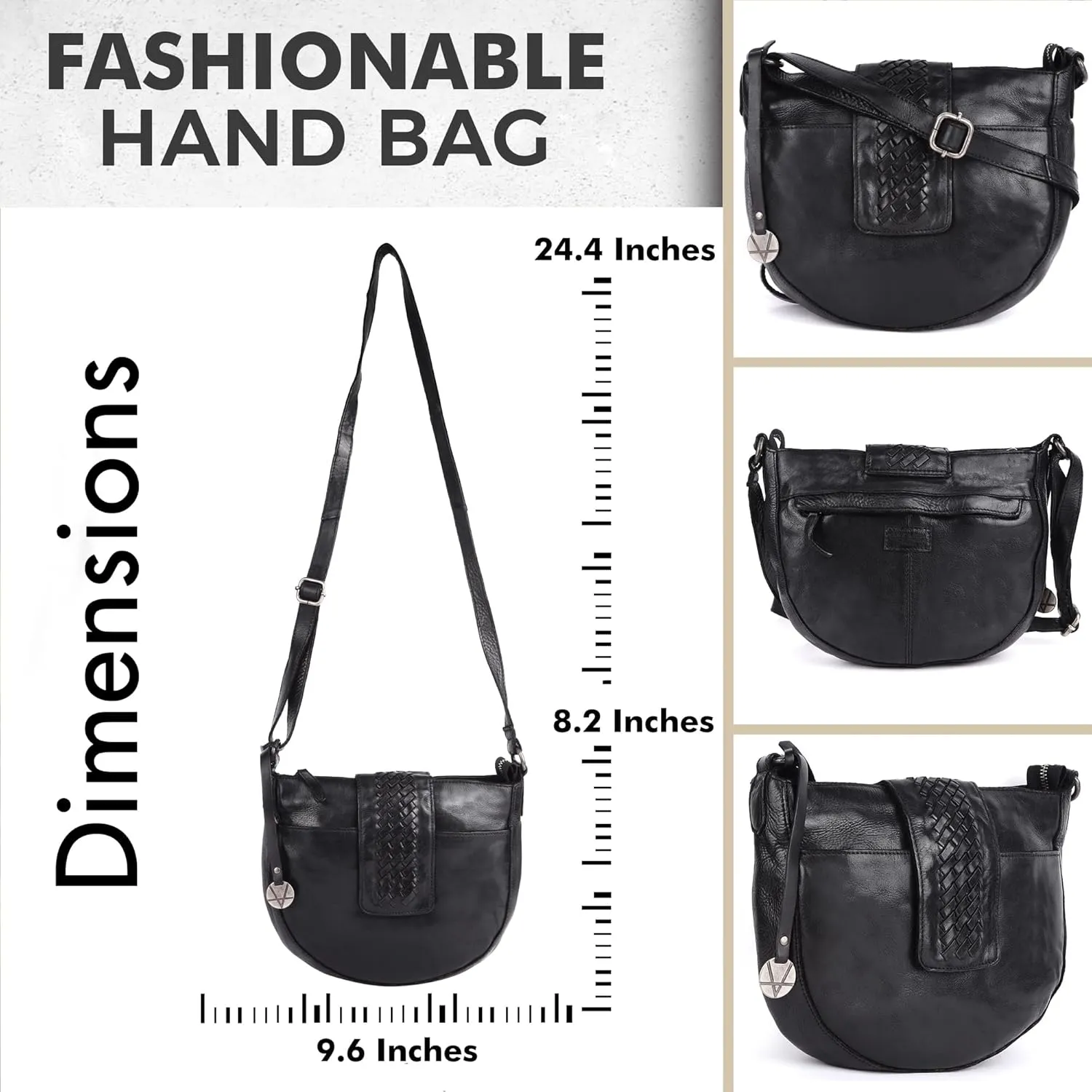 Genuine Leather Crossbody Sling Bag for Women - Trendy Casual Office Bag with Adjustable Strap
