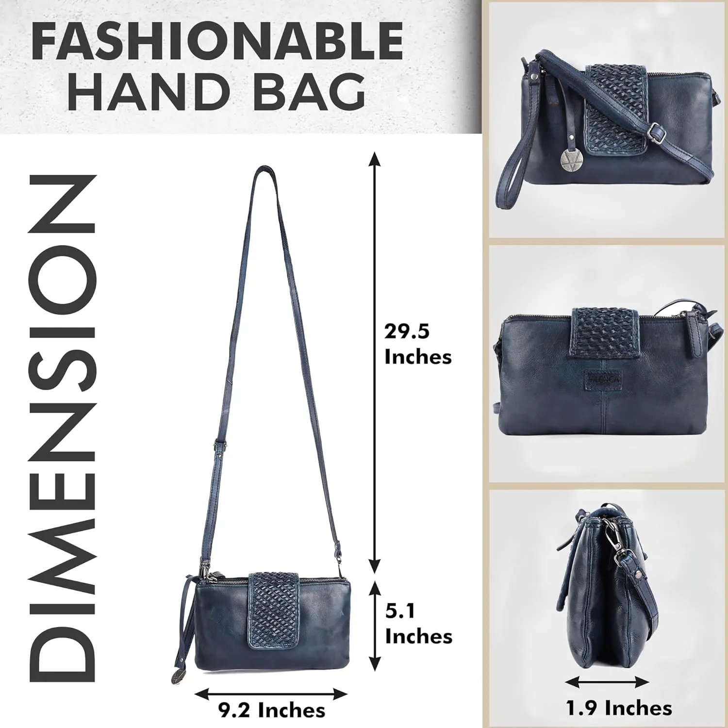 Genuine Leather Crossbody Sling Bag for Women - Trendy Casual Office Bag with Adjustable Strap