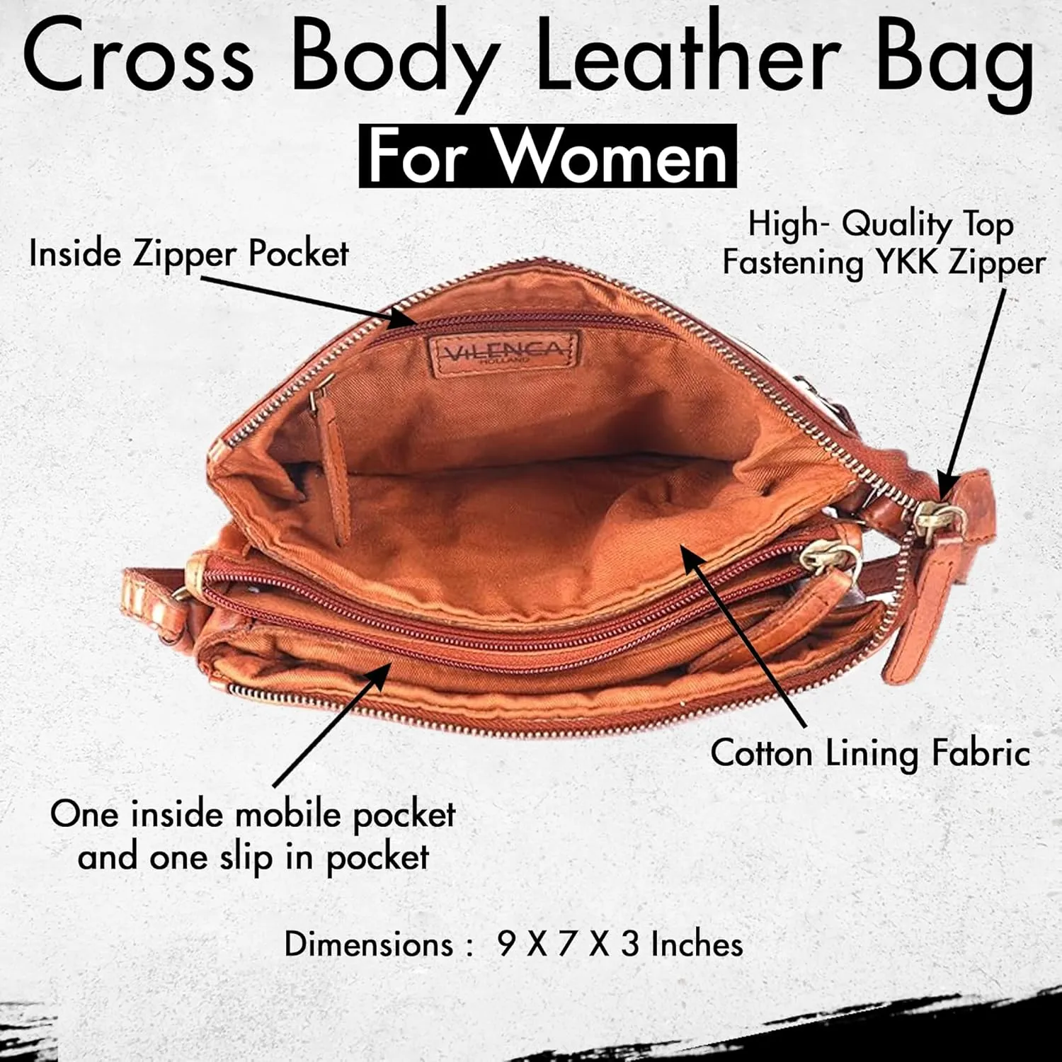 Genuine Leather Crossbody Sling Bag for Women - Trendy Casual Office Bag with Adjustable Strap