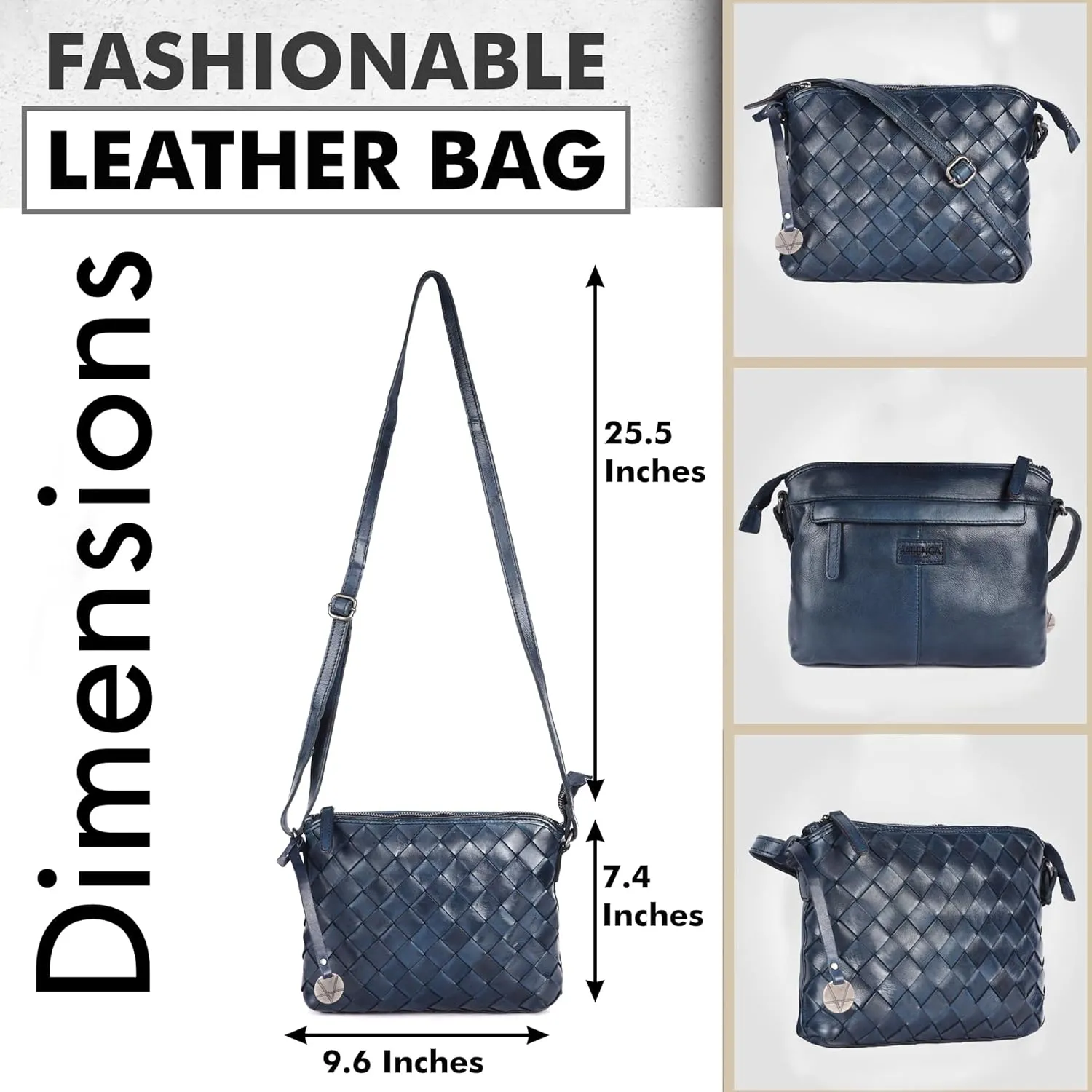 Genuine Leather Crossbody Sling Bag for Women - Trendy Casual Office Bag with Adjustable Strap