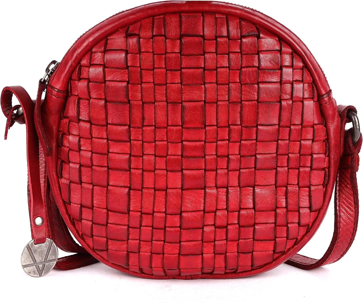 Genuine Leather Round Crossbody Bags For Women, Sling Bag For Women Crossbody Purse Trendy Casual