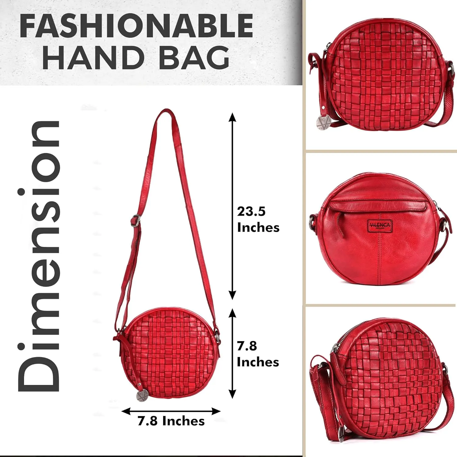 Genuine Leather Round Crossbody Bags For Women, Sling Bag For Women Crossbody Purse Trendy Casual