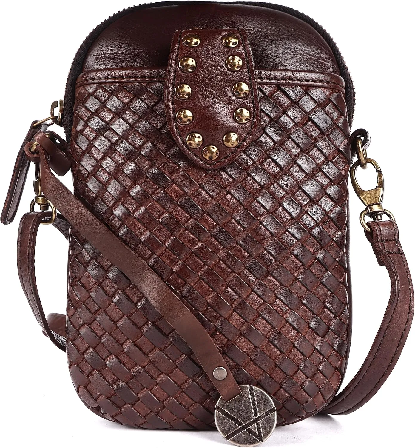 Genuine Leather Small Leather Crossbody Bags For Women Cell Phone Purse With Adjustable & Detachable Strap