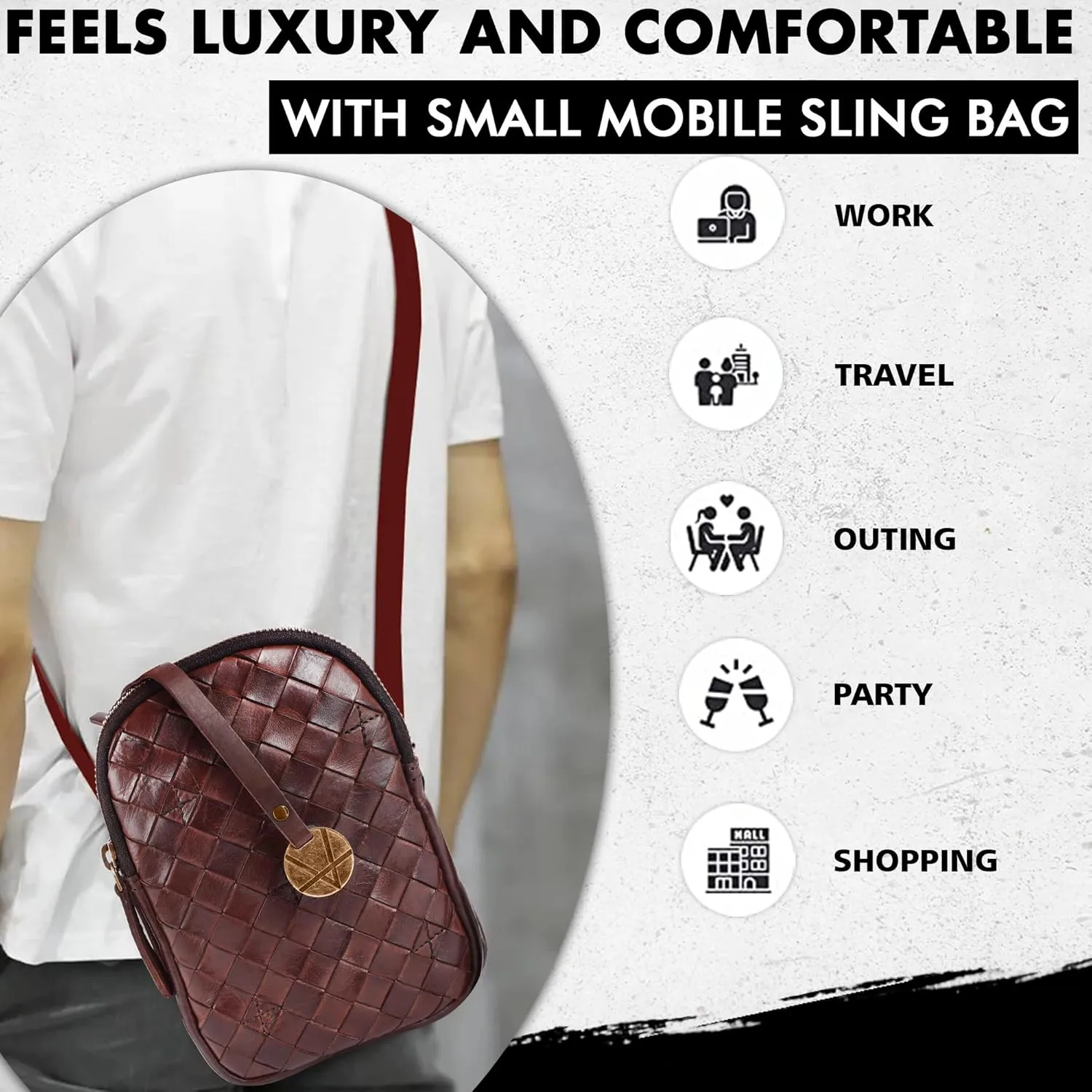 Genuine Leather Small Leather Crossbody Bags For Women Cell Phone Purse With Adjustable & Detachable Strap