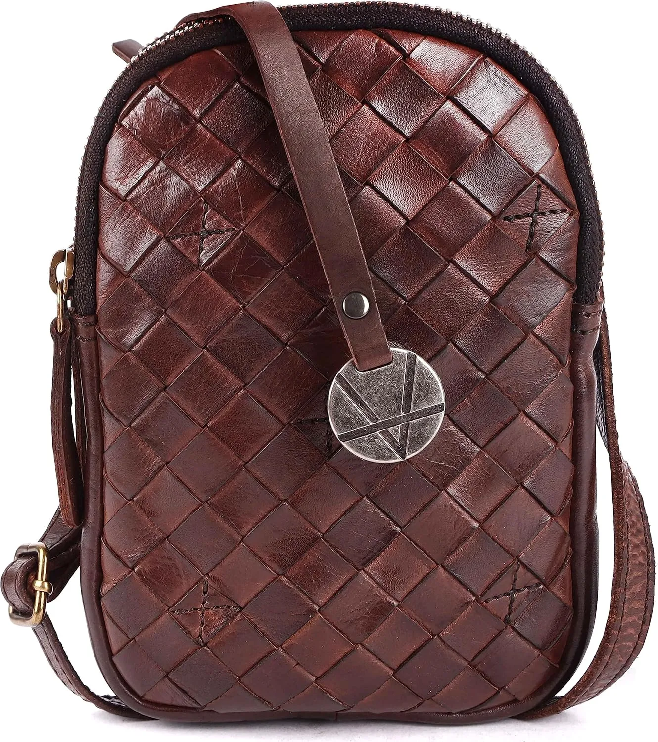 Genuine Leather Small Leather Crossbody Bags For Women Cell Phone Purse With Adjustable & Detachable Strap