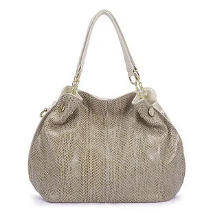 Genuine Leather Snake Pattern Tote Bag - Large Capacity Street Fashion Shoulder Handbag
