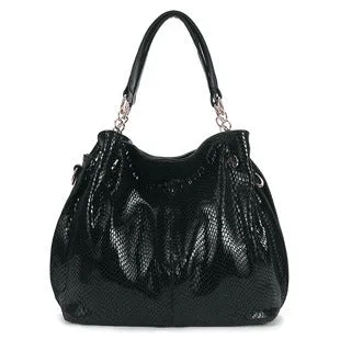 Genuine Leather Snake Pattern Tote Bag - Large Capacity Street Fashion Shoulder Handbag
