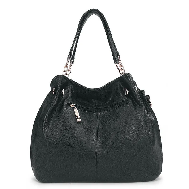 Genuine Leather Snake Pattern Tote Bag - Large Capacity Street Fashion Shoulder Handbag