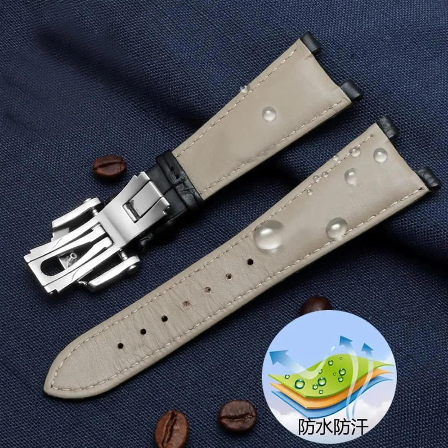 Genuine Leather Watch band Fit For Patek Philippe 5711 5712G Nautilus Brown Black Blue Soft Cowhide Watch Straps 25mmX13mm