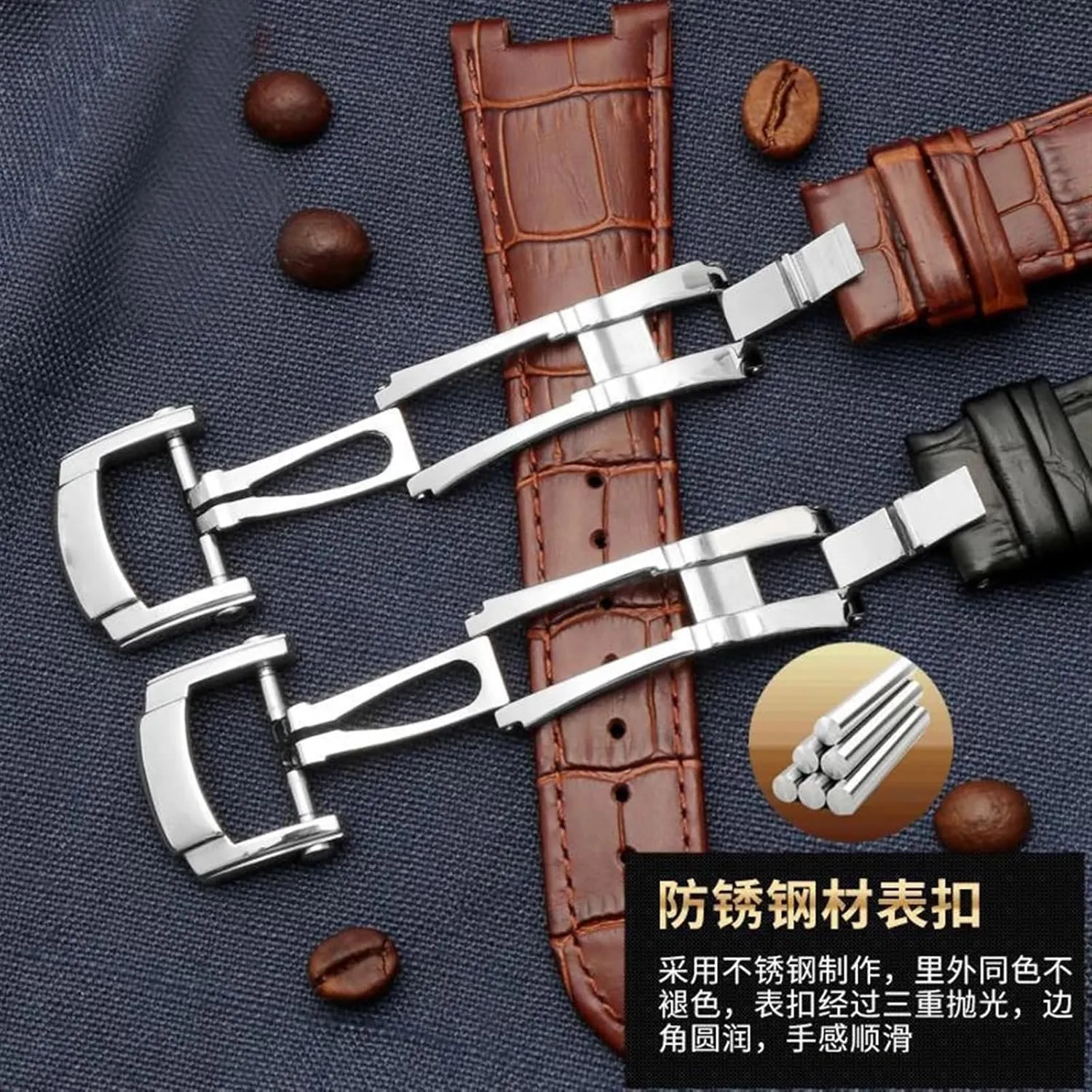 Genuine Leather Watch band Fit For Patek Philippe 5711 5712G Nautilus Brown Black Blue Soft Cowhide Watch Straps 25mmX13mm