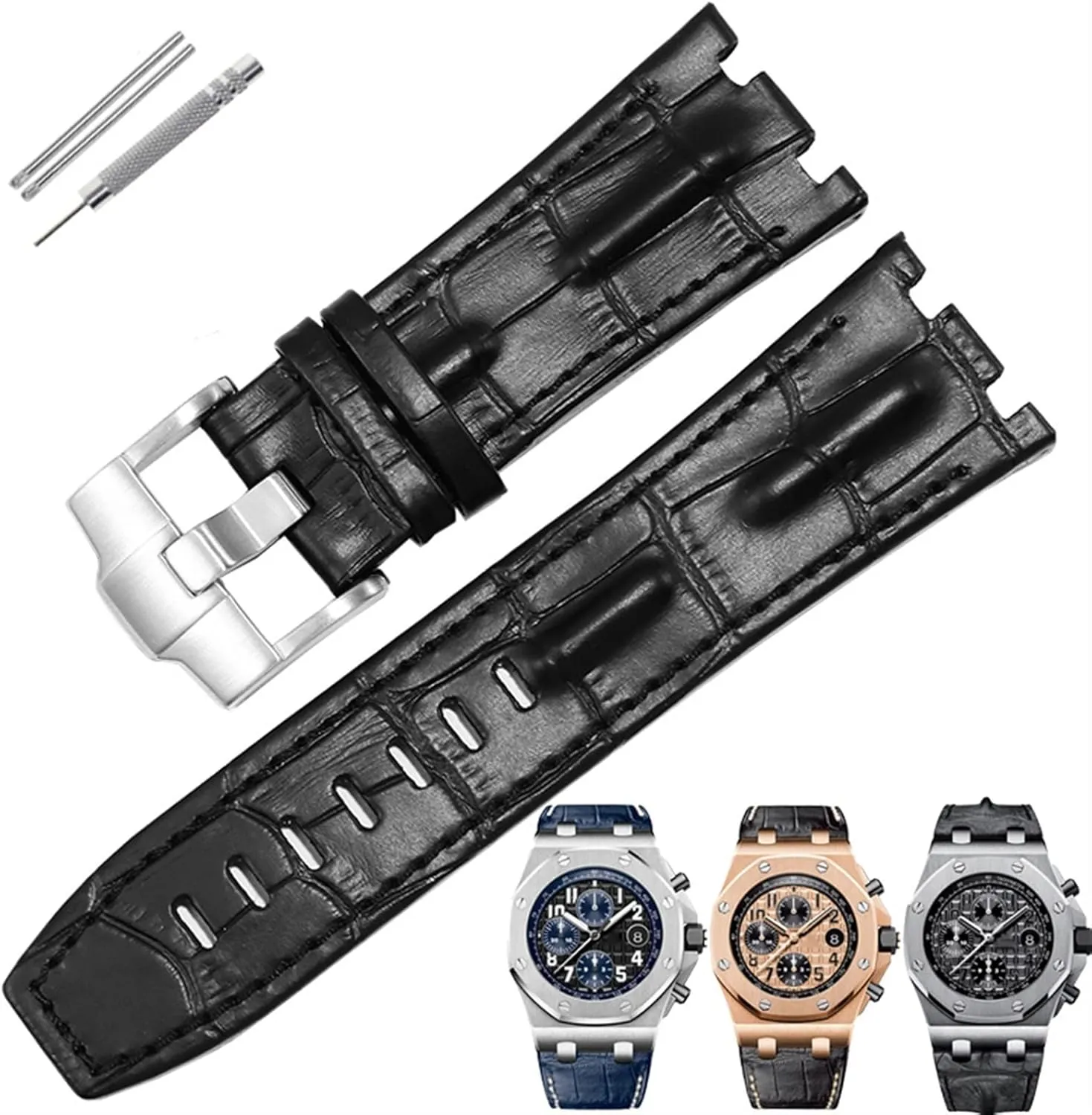 Genuine Leather Watch Strap for AP 15703 Royal Oak Offshore Series 28mm Crocodile Watchbands