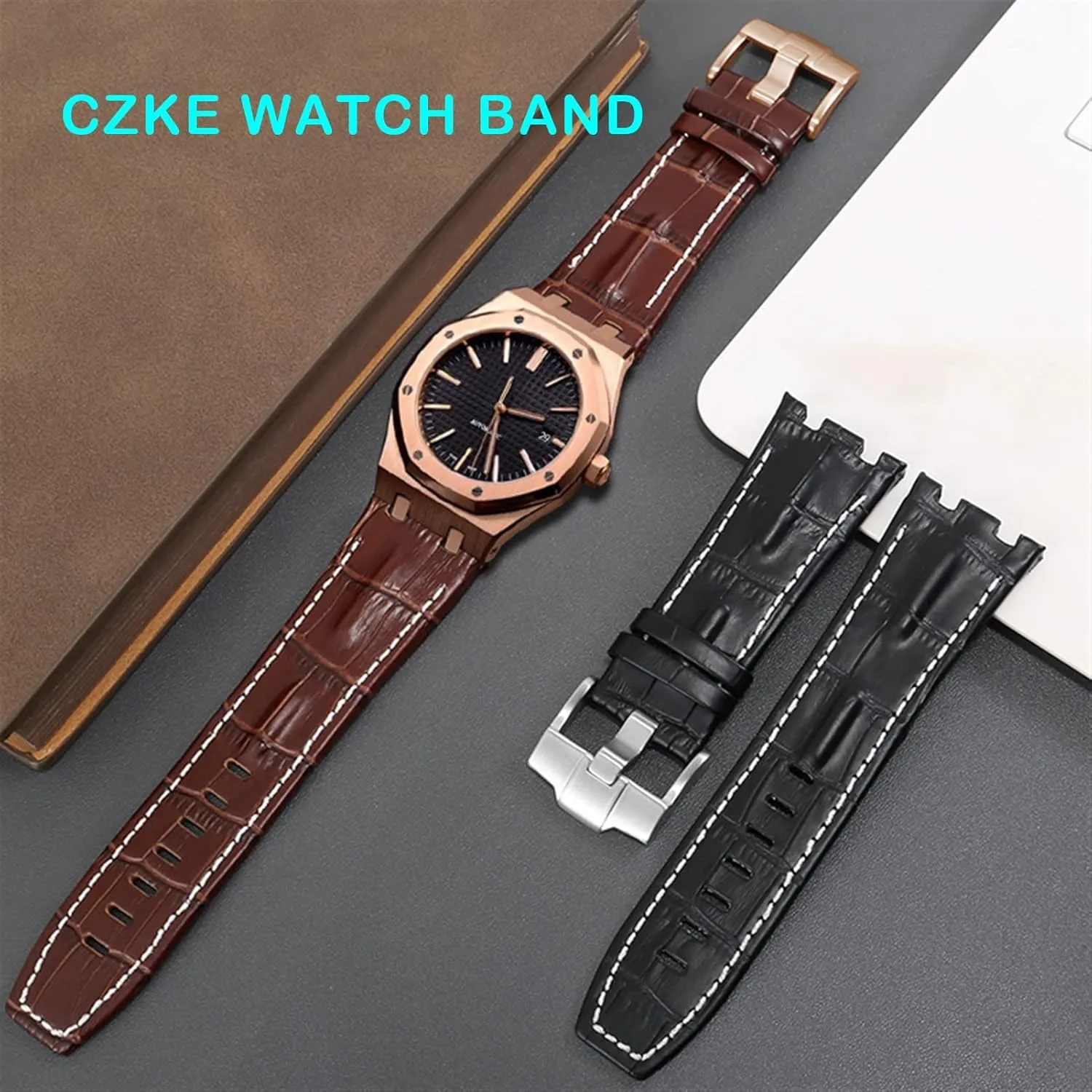 Genuine Leather Watch Strap for AP 15703 Royal Oak Offshore Series 28mm Crocodile Watchbands