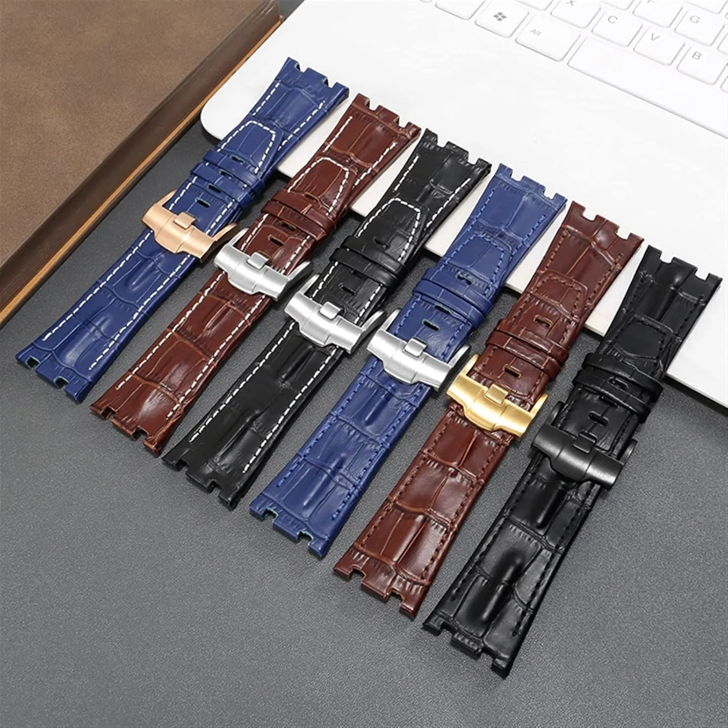 Genuine Leather Watch Strap for AP 15703 Royal Oak Offshore Series 28mm Crocodile Watchbands