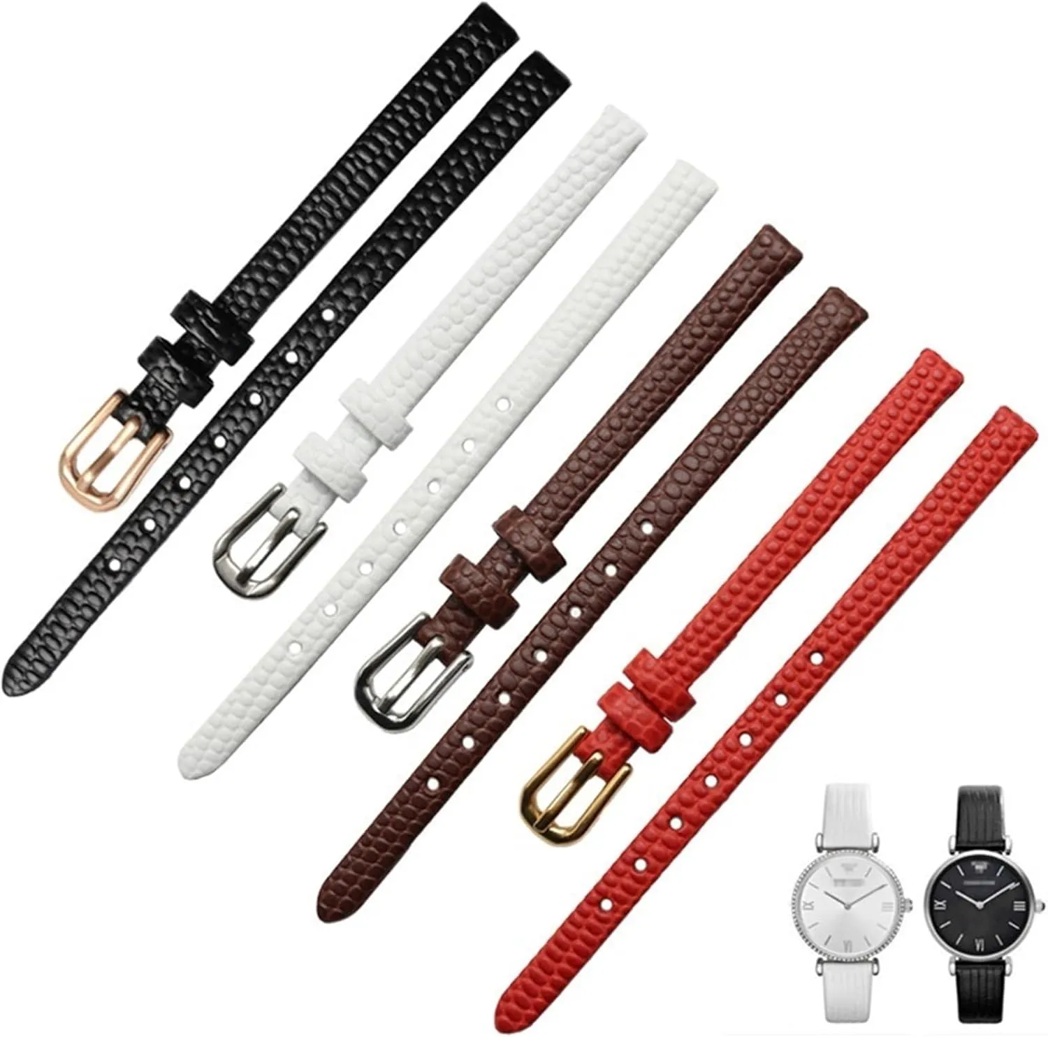 Genuine Leather Watchband womens bracelet 6mm 8mm 10mm 12mm lizards leather watch strap small wristwatches belt Pin buckle