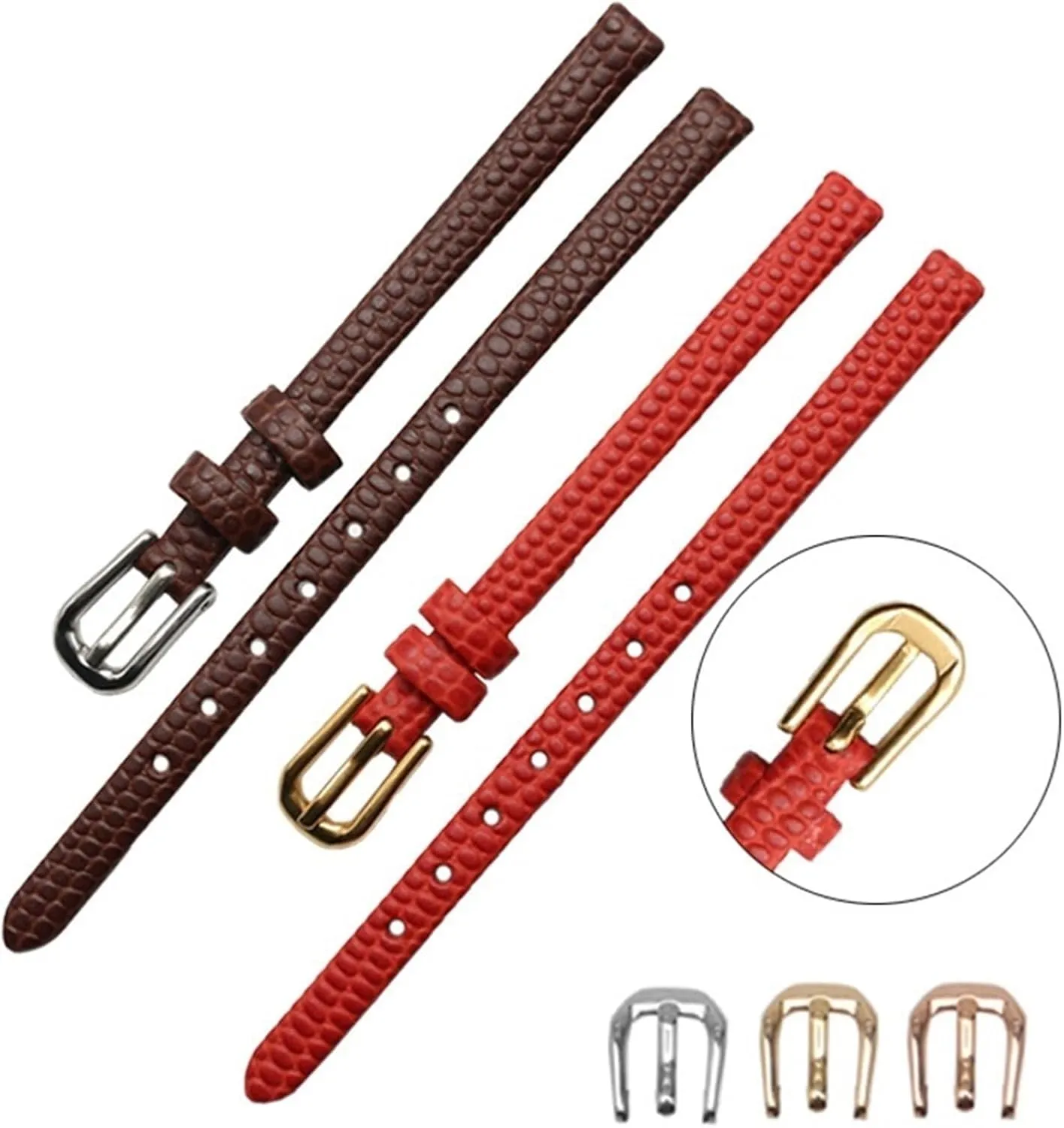Genuine Leather Watchband womens bracelet 6mm 8mm 10mm 12mm lizards leather watch strap small wristwatches belt Pin buckle