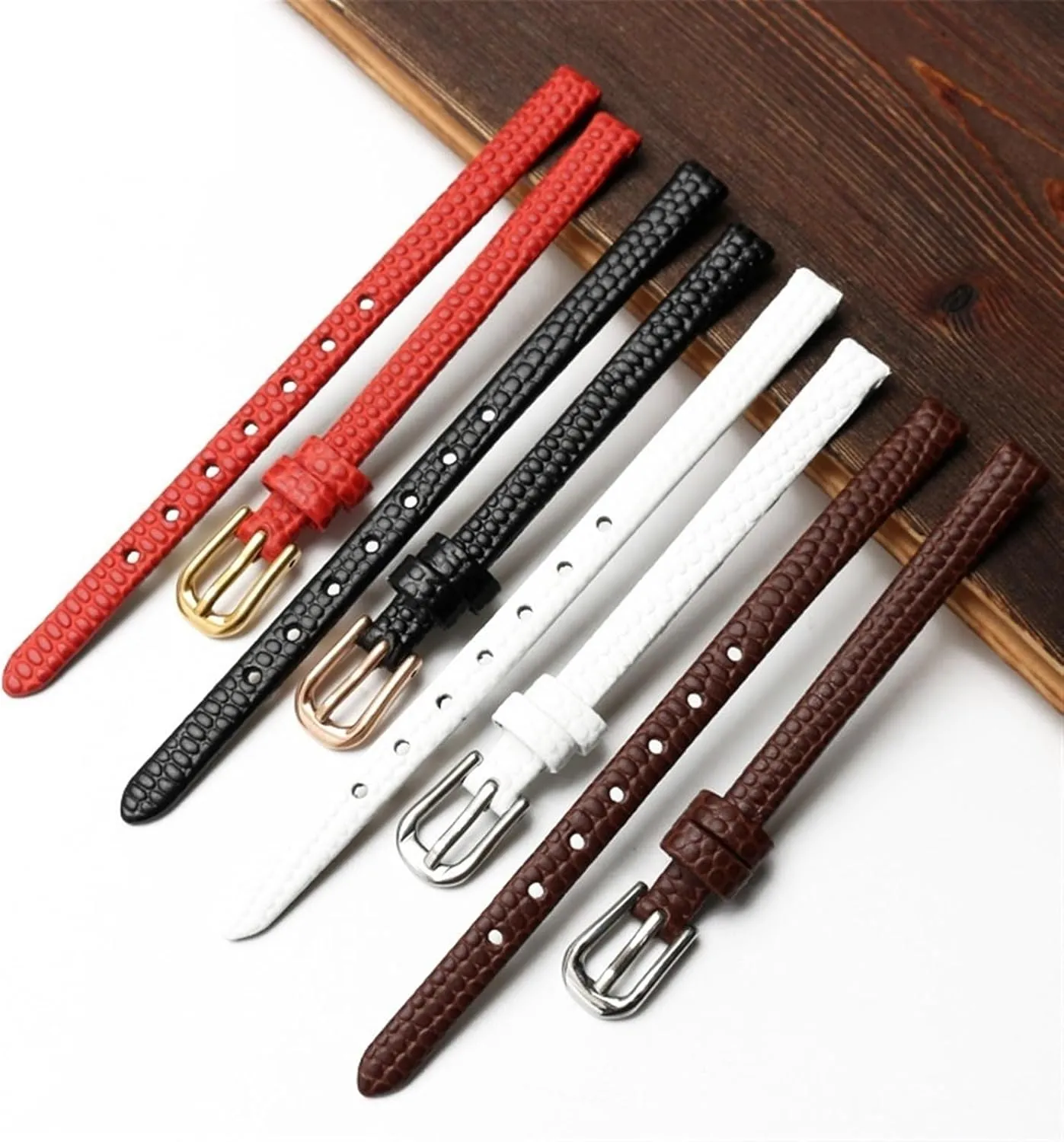 Genuine Leather Watchband womens bracelet 6mm 8mm 10mm 12mm lizards leather watch strap small wristwatches belt Pin buckle
