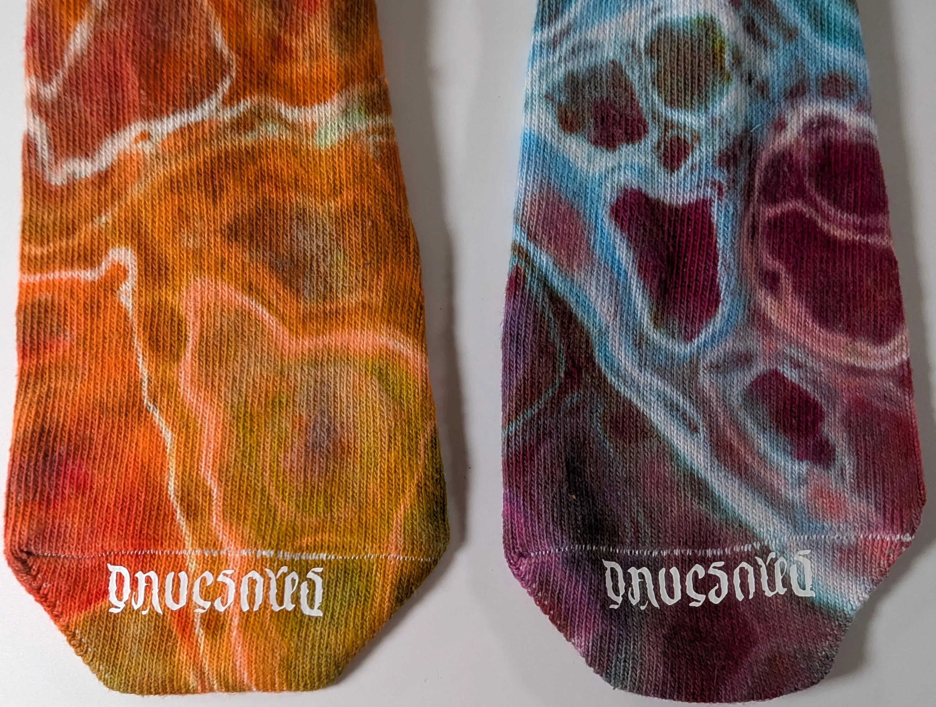 Geode Ice Dye Tie Dye on a Pair of Dharma Trading Company Cotton Blend (89% Cotton/9 Nylon/2 Spandex) Thigh High Socks