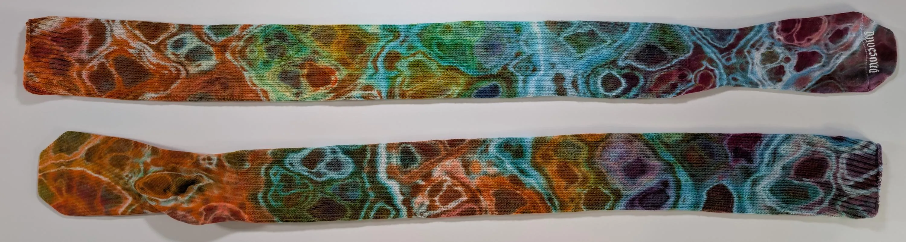 Geode Ice Dye Tie Dye on a Pair of Dharma Trading Company Cotton Blend (89% Cotton/9 Nylon/2 Spandex) Thigh High Socks