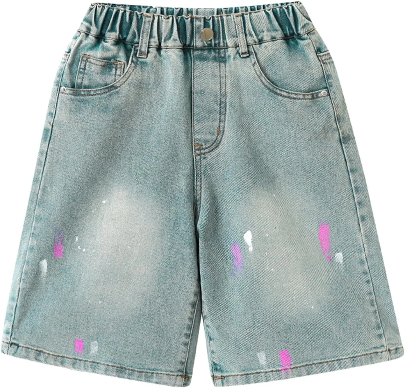 Girls Jeans Shorts Ripped Denim Tie-Dye Elastic Waist Bottom Trendy Summer Clothes for Kids Toddler Denim Shorts