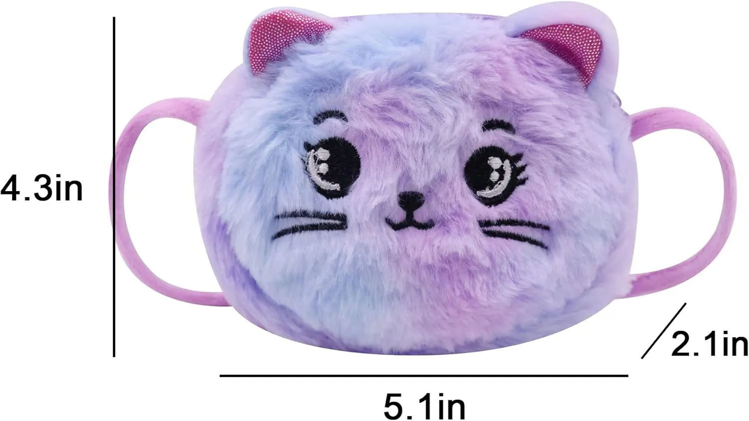Girls Kids Fluffy Fuzzy Cat Crossbody Purse Cute Animal Rainbow Tie Dye Plush Shoulder Bag Coin Purse