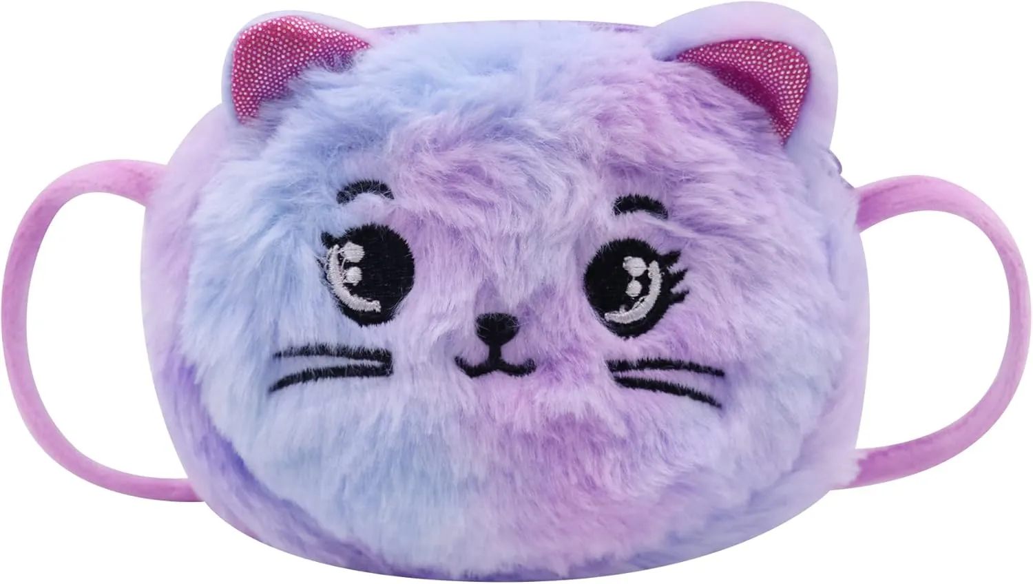 Girls Kids Fluffy Fuzzy Cat Crossbody Purse Cute Animal Rainbow Tie Dye Plush Shoulder Bag Coin Purse