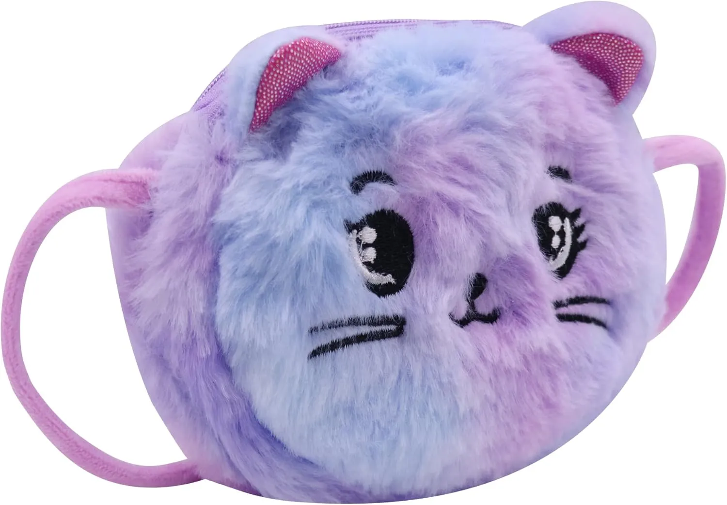 Girls Kids Fluffy Fuzzy Cat Crossbody Purse Cute Animal Rainbow Tie Dye Plush Shoulder Bag Coin Purse