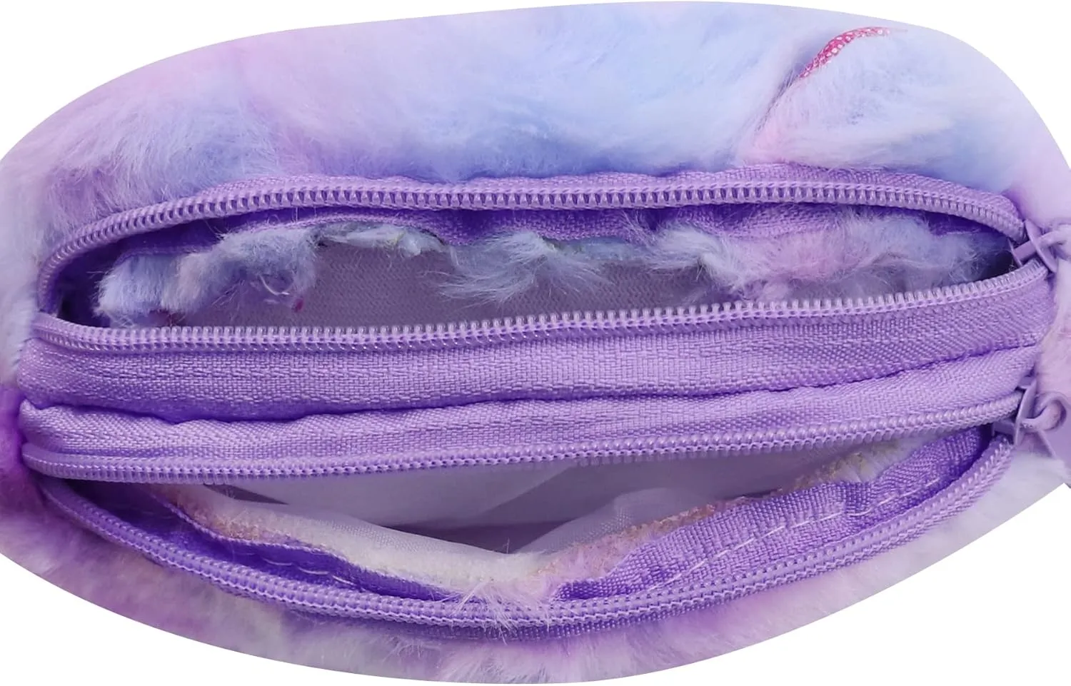 Girls Kids Fluffy Fuzzy Cat Crossbody Purse Cute Animal Rainbow Tie Dye Plush Shoulder Bag Coin Purse