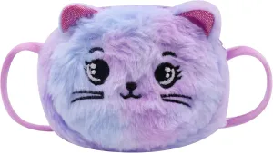 Girls Kids Fluffy Fuzzy Cat Crossbody Purse Cute Animal Rainbow Tie Dye Plush Shoulder Bag Coin Purse
