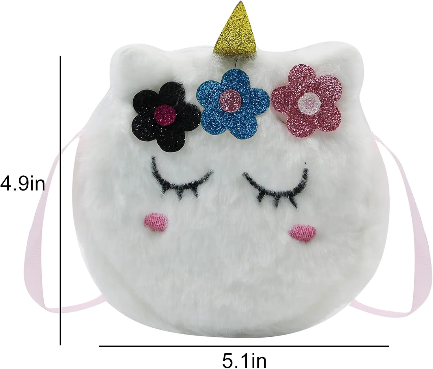 Girls Kids Fluffy Fuzzy Unicorn Crossbody Purse Cute Animal Rainbow Tie Dye Plush Shoulder Bag Coin Purse
