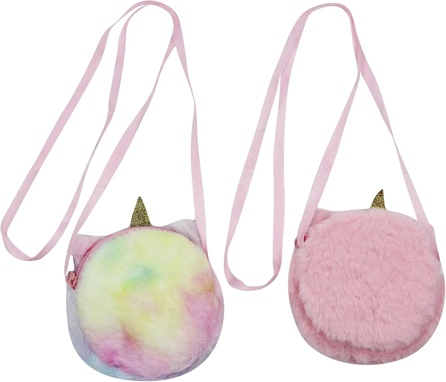 Girls Kids Fluffy Fuzzy Unicorn Crossbody Purse Cute Animal Rainbow Tie Dye Plush Shoulder Bag Coin Purse